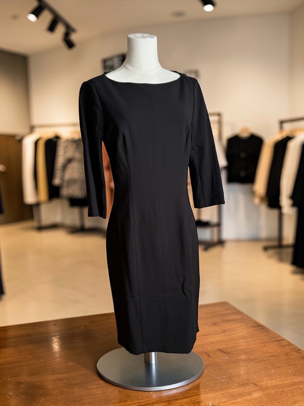 White House Black Market Black Boatneck Sheath Dress - Picture 2 of 5